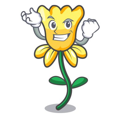 Başarılı nergis çiçek karakter karikatür