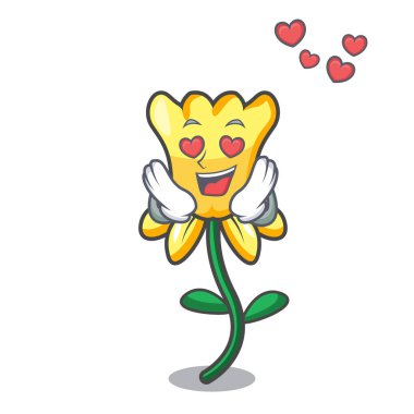 Aşk nergis çiçek maskot karikatür