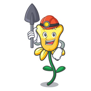 Madenci nergis çiçek maskot çizgi film