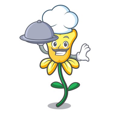 Şef gıda nergis çiçek maskot karikatür ile
