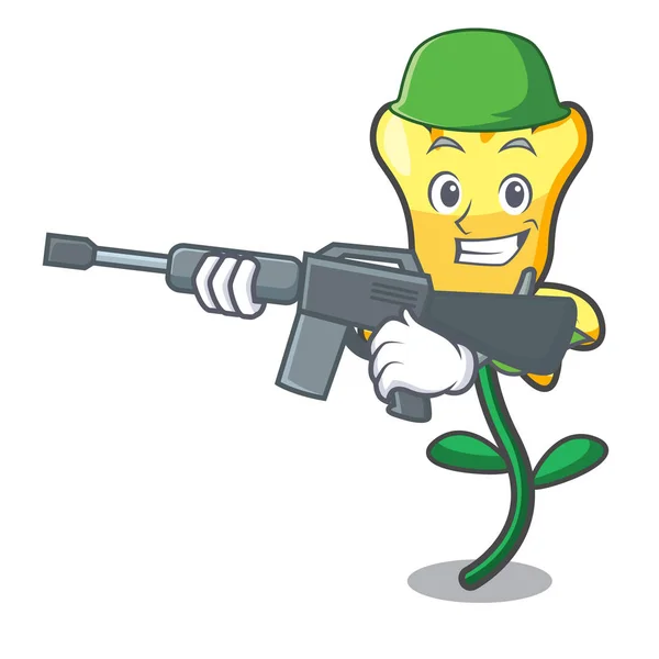 Armee Narzissen Blume Charakter Cartoon — Stockvektor