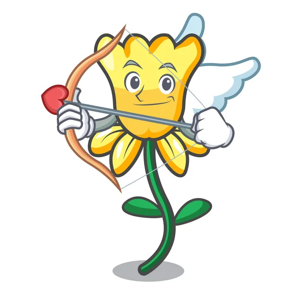 Aşk tanrısı nergis çiçek karakter karikatür