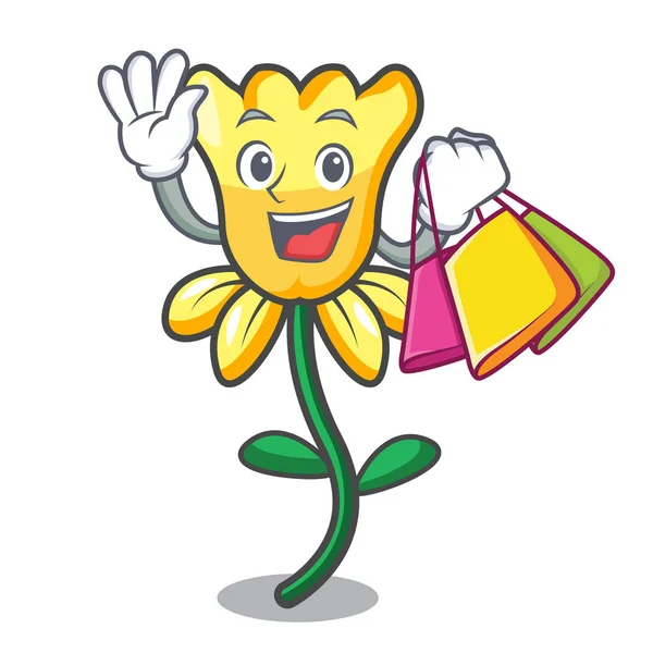Nergis çiçek karakter karikatür alışveriş