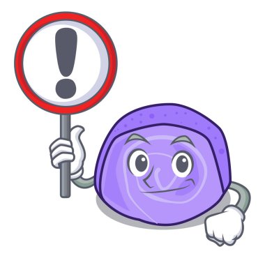 İşaretiyle böğürtlenli rulo pasta karakter karikatür vektör çizim