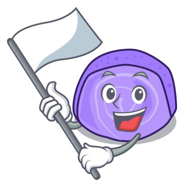 Bayrakla böğürtlenli rulo pasta maskot çizgi film