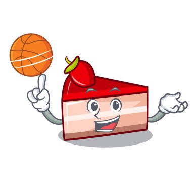 Basketbol çilekli pasta karakter karikatür ile