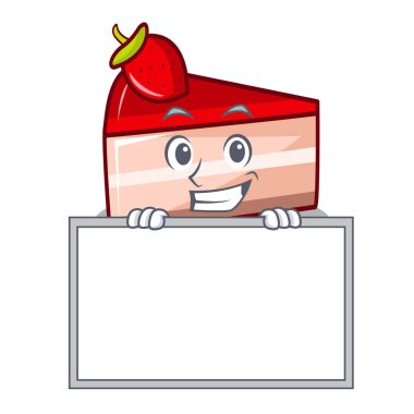 Yönetim Kurulu ile çilekli pasta karakter karikatür sırıtarak