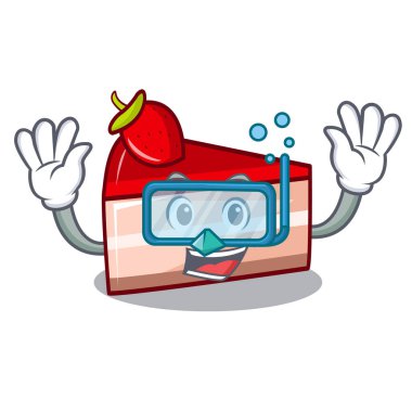 Çilekli pasta karakter karikatür dalış