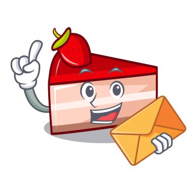 Zarf çilekli pasta karakter karikatür ile