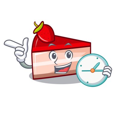 Saat çilekli pasta karakter karikatür ile