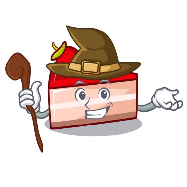 Cadı çilekli pasta maskot çizgi film