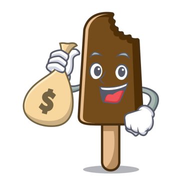 Para çantası çikolatalı dondurma karakter karikatür ile