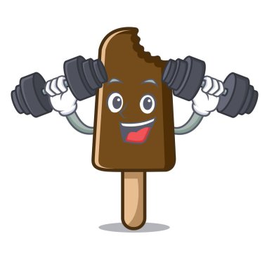 Fitness çikolatalı dondurma karakter karikatür
