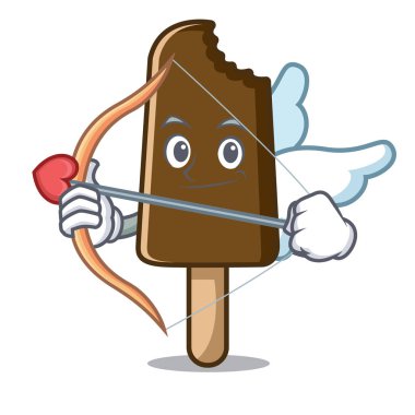 Aşk tanrısı çikolatalı dondurma karakter karikatür