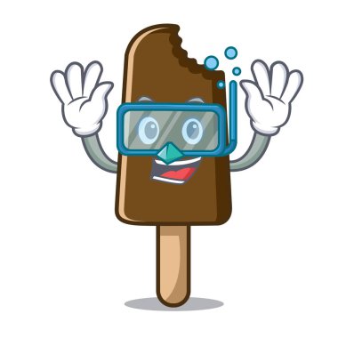 Çikolatalı dondurma karakter karikatür dalış