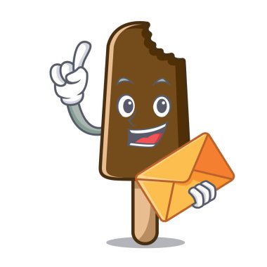 Zarf çikolatalı dondurma karakter karikatür ile