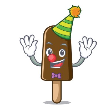 Palyaço çikolatalı dondurma maskot çizgi film