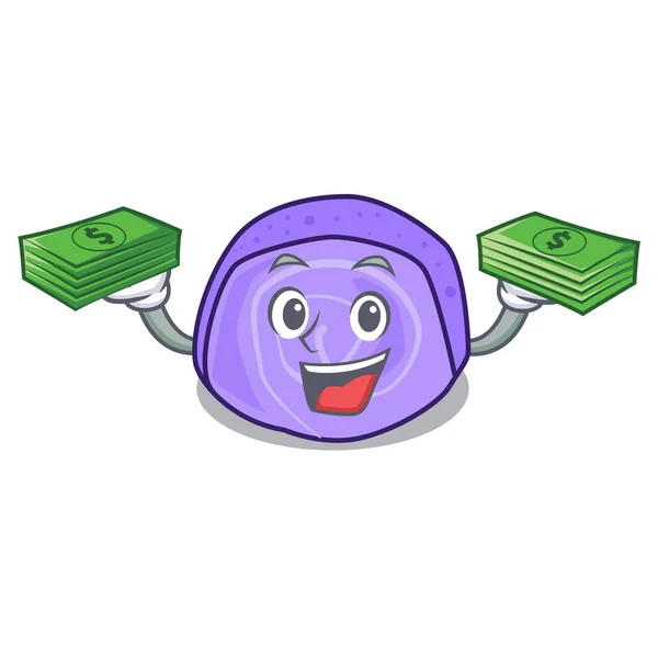 A pénz táska blueberry roll torta kabalája rajzfilm — Stock Vector