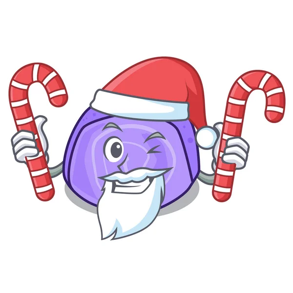 Weihnachtsmann mit Süßigkeiten Heidelbeerrollen Kuchen Maskottchen Cartoon — Stockvektor