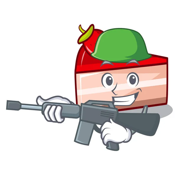 Army strawberry cake character cartoon — Stock Vector