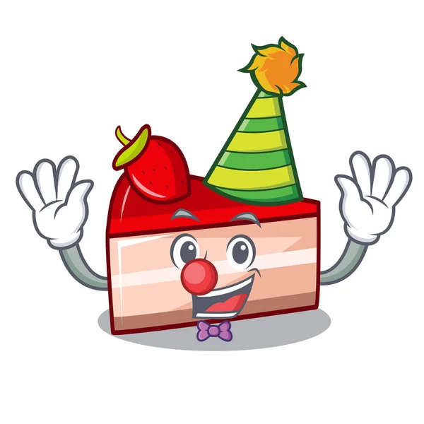 Palhaço morango bolo mascote desenhos animados —  Vetores de Stock