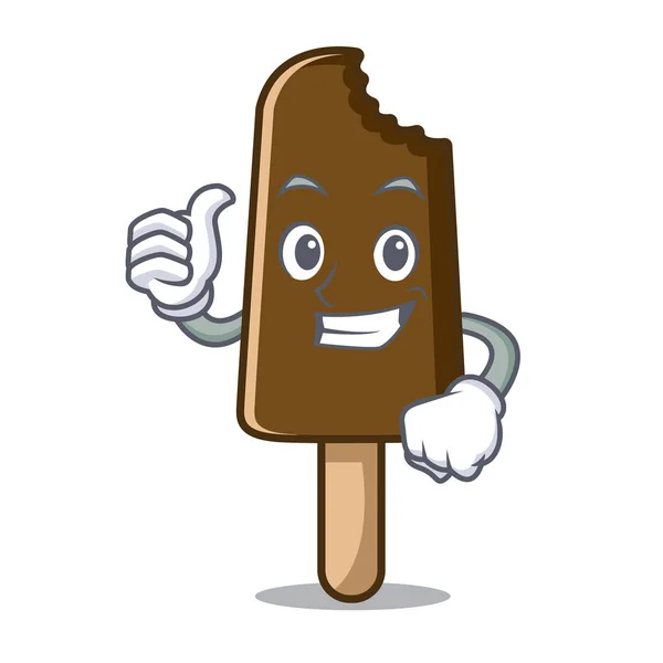 Thumbs up chocolate ice cream character cartoon — Stock Vector