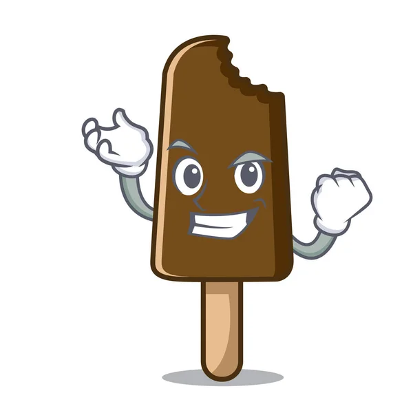 Éxito helado de chocolate personaje de dibujos animados — Vector de stock