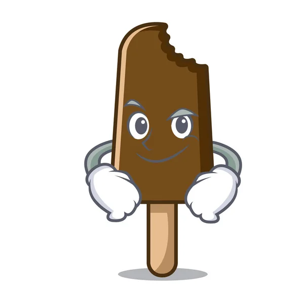 Smirking chocolate ice cream character cartoon — Stock Vector