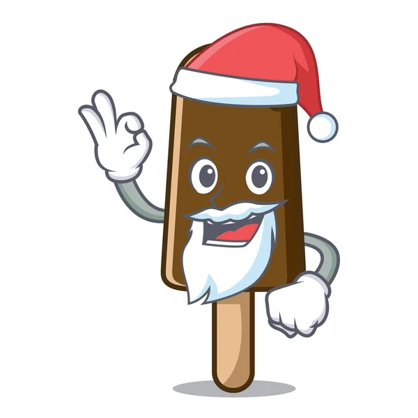 Santa chocolate helado mascota de dibujos animados — Vector de stock