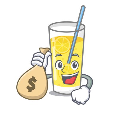 Para çantası limonata karakter karikatür tarzı ile