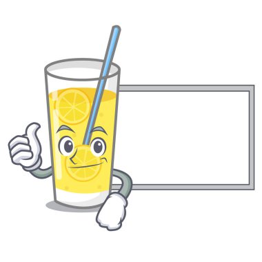 Başparmak yukarıya kurulu limonata karakter karikatür tarzı ile