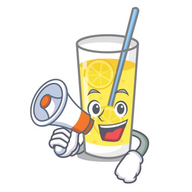 Megafon limonata karakter karikatür tarzı ile