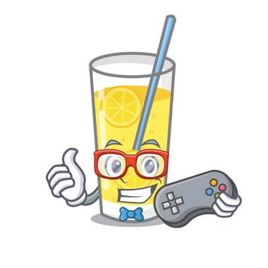 Oyun limonata maskot karikatür tarzı