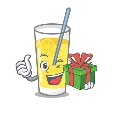 Hediye limonata maskot karikatür tarzı ile