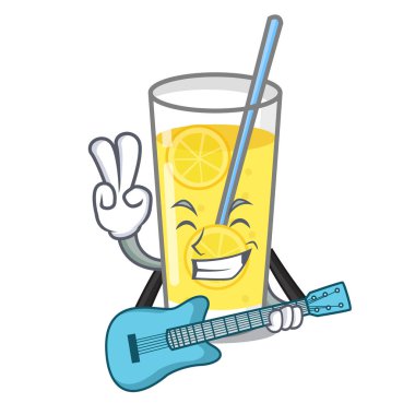 Gitar limonata maskot karikatür tarzı ile