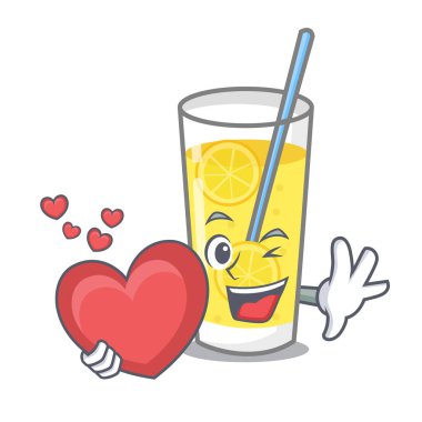 Kalp limonata maskot karikatür tarzı ile