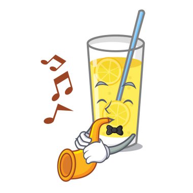 Trompet limonata maskot karikatür tarzı ile