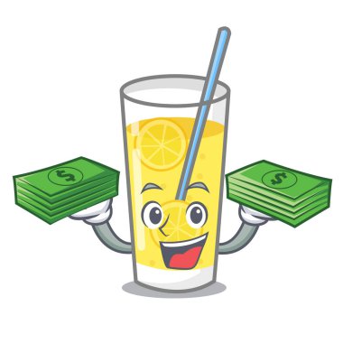 Para çantası limonata maskot karikatür tarzı ile