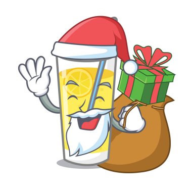 Noel Baba hediye limonata maskot karikatür tarzı ile