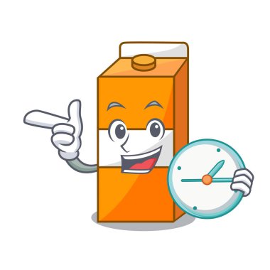 Saat paket meyve suyu karakter karikatür ile