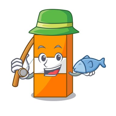 Balık tutma paket meyve suyu maskot çizgi film
