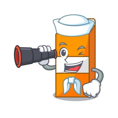 Denizci dürbün paket meyve suyu maskot karikatür ile