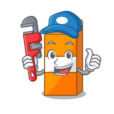 Tesisatçı paket meyve suyu maskot çizgi film