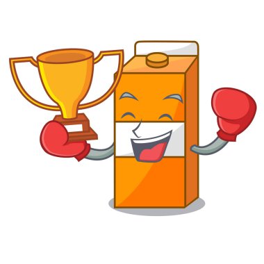 Boks şampiyonu paket meyve suyu maskot çizgi film