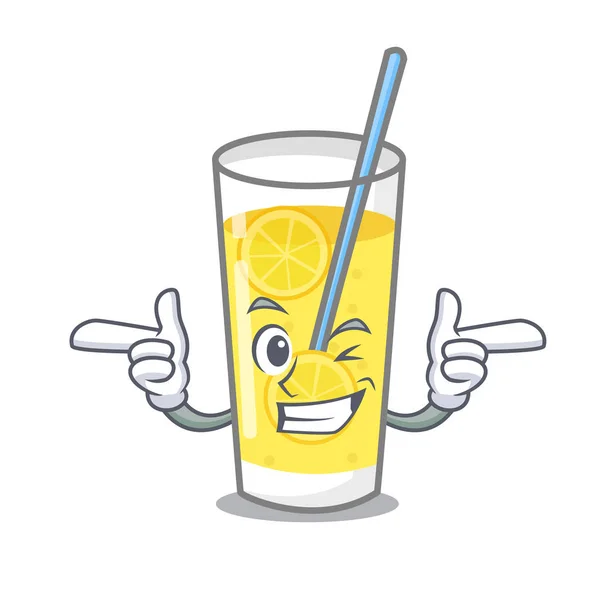 Wink lemonade character cartoon style — Stock Vector