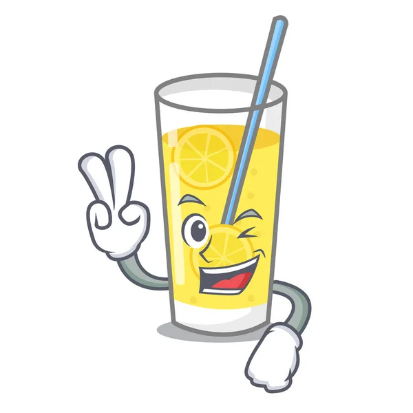 Zwei Finger Limonade Charakter Cartoon-Stil — Stockvektor