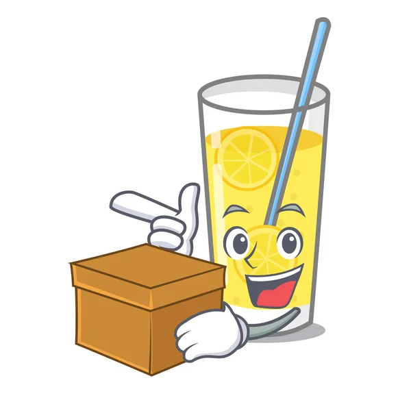 Mit Schachtel Limonade Charakter Cartoon-Stil — Stockvektor