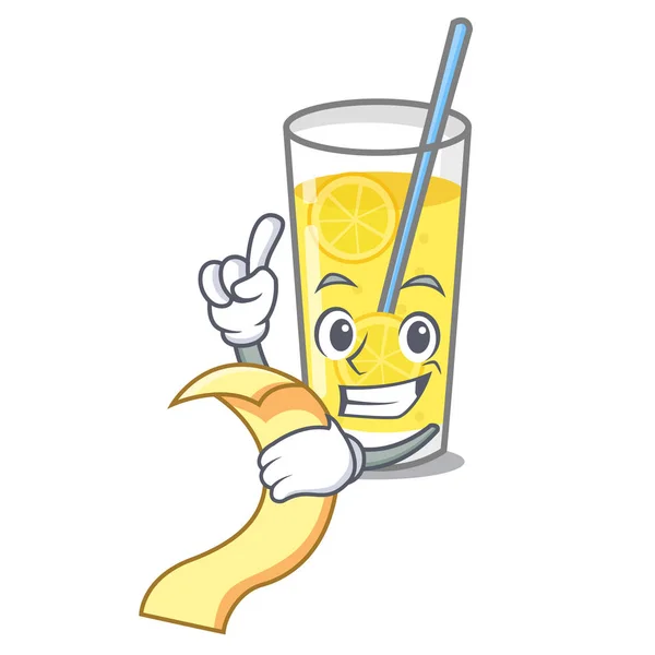 Menü limonata maskot karikatür tarzı ile — Stok Vektör