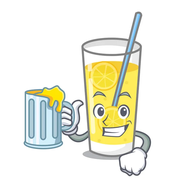 Avec jus de citron style mascotte de dessin animé — Image vectorielle