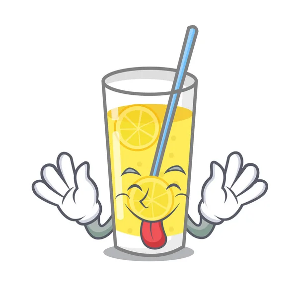 Vyplazený jazyk limonádu maskot kreslený styl — Stockový vektor
